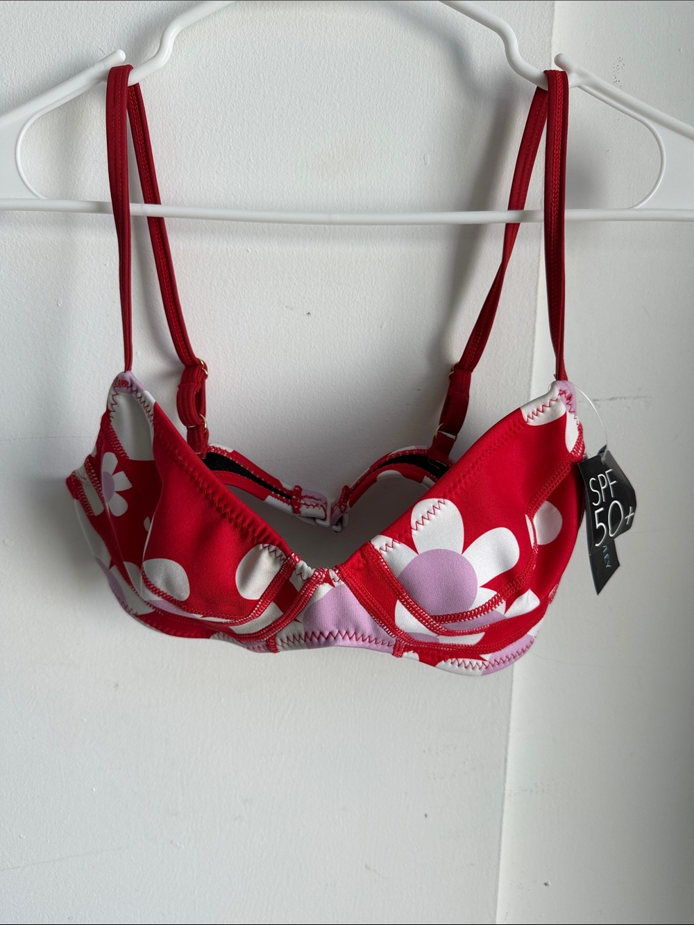 Cynthia Rowley Red Floral Underwire Bikini Top